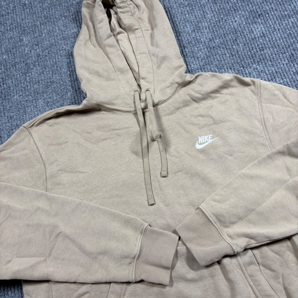 Nike Hoodie Mens M Sportswear Club Fleece Hoodie Khaki Beige BV2654-247